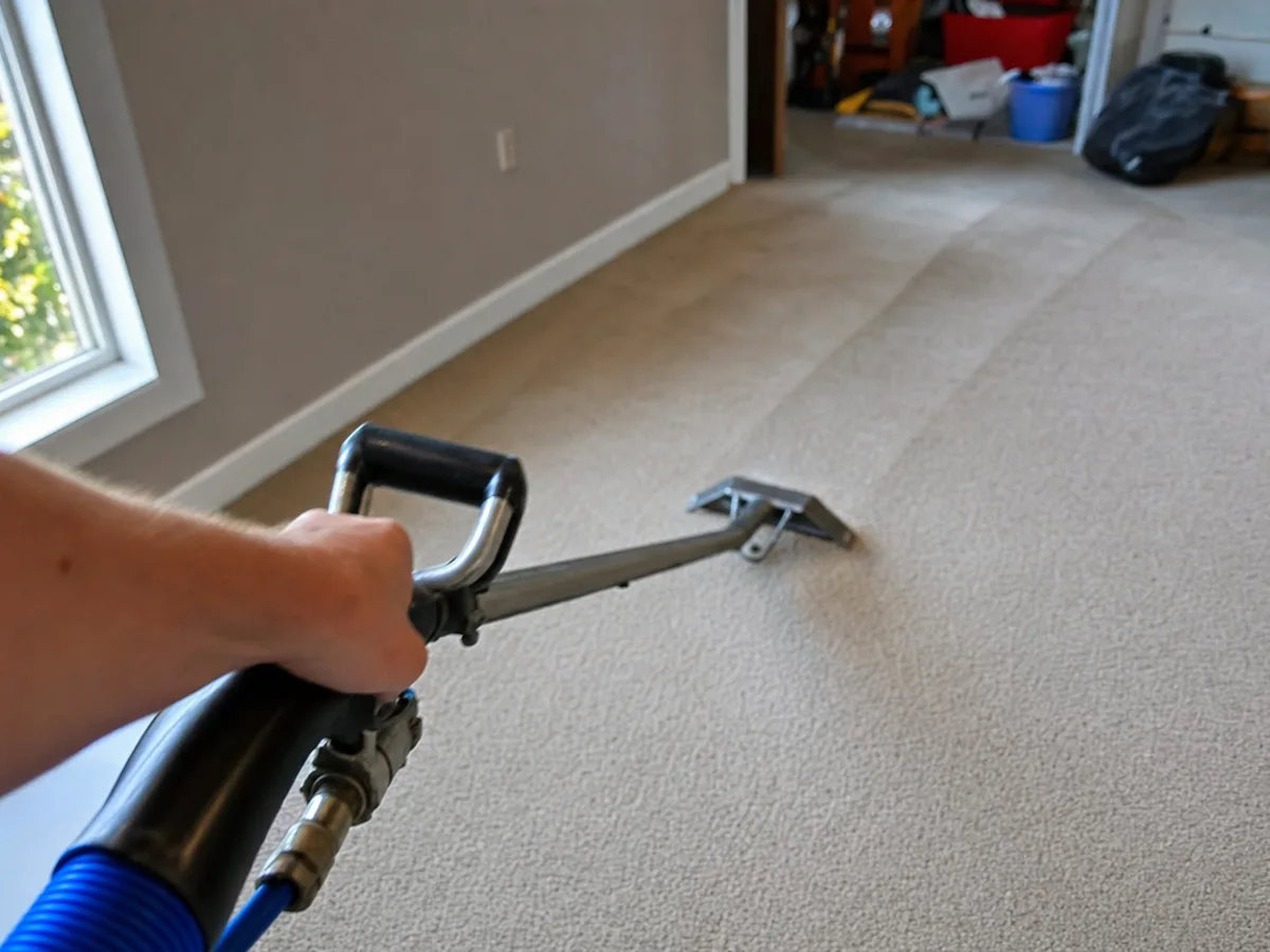 carpet cleaning technician on the job in Panorama City, CA